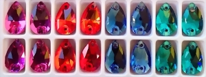 Aufnhsteine - sew-on-stone - Mix, Fuchsia, Hyazinth, Light Sapphire, Blue Zirkon, 12 x 7 mm